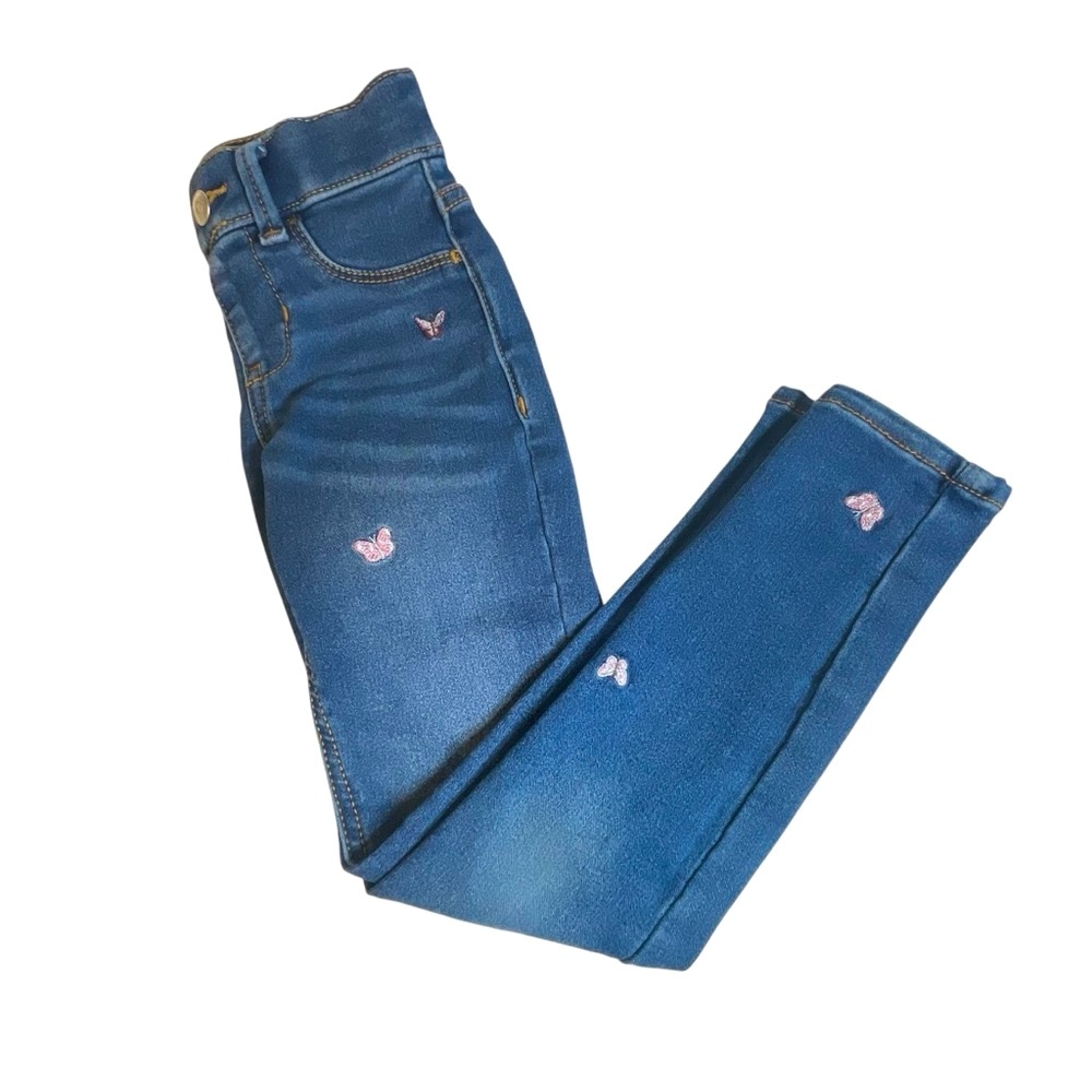 💙💖 Wonder Nation Blue & Pink Heart-Embellished Jeans – Girls Size 6